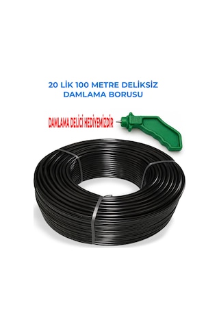 20 'lik 300 Metre Deliksiz Damlama Hortumu Basınca Dayanıklı Bahçe Sulama Damlama Delici Hediyeli