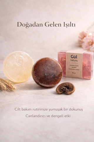 Cilt Canlandırıcı Ve Aydınlık Görünüm Sağlayan 3 Lü Doğal Sabun Bakım Seti Gül
