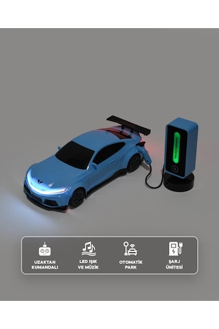 Enfal Let's Drive Uk 1:16 Renkli Işıklı Araba Şarj İstasyonlu Lc-31212 Mavi