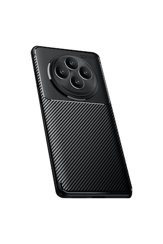 Tecno Spark 30c Kılıf Focus Carbon Silikon Kapak Siyah