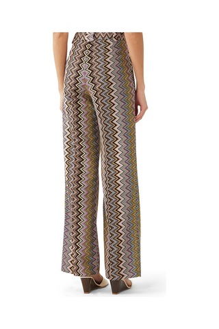 Missoni Zigzag Desenli Geniş Paça Pantolon Kahverengi
