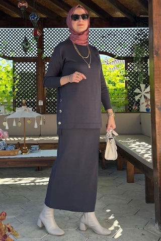 Rabia Şamlı Sezen Triko Takım Antrasit Normal