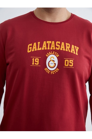 Lc Waıkıkı Kırmızı Büyük Beden Standart Kalıp Galatasaray Baskılı Erkek Pijama Takımı