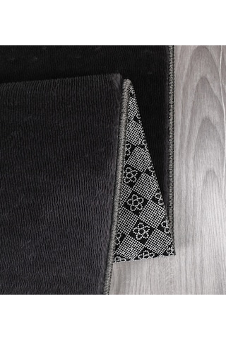 Dekoratif Puffy Peluş Yumuşak Yıkanabilir Kaymaz Taban Kesme Halı Yolluk Antrasit