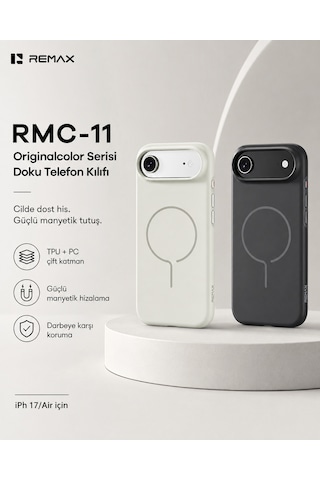 Remax color Apple iPhone 17 Air Magsafe Uyumlu Metal Tuşlu Premium Kılıf Rmc-11 Siyah