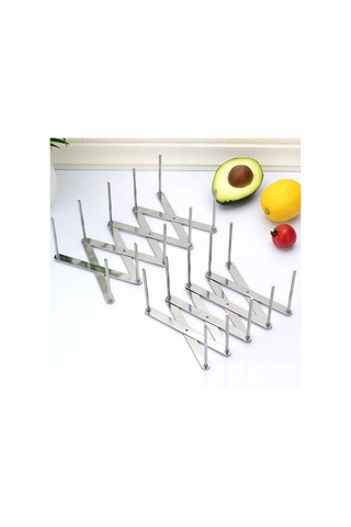 Xiyyadms Stainless Steel Çok Amaçlı Genişletilebilir Tabak Rafı - 7 Katlı, Ayarlanabilir Bölmeli, Mutfak Tabak-lid-yemek Tabağı Organizatörü Gümüş