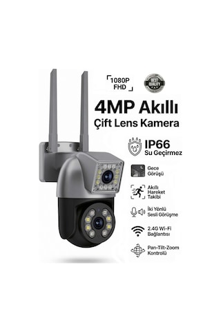 4mp Akıllı Ip Kamera Çift Lens 2+2mp Gece Görüşlü Wifi Güvenlik Kamerası