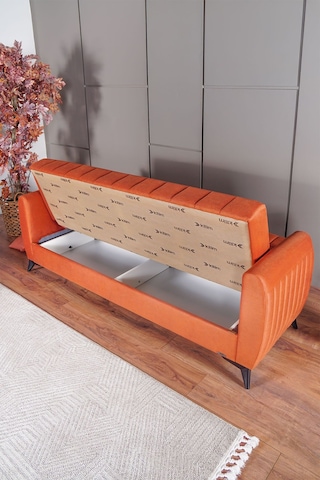 Kilim Mobilya Linda Üç Kişilik Kanepe Yüksek Ayaklı Turuncu
