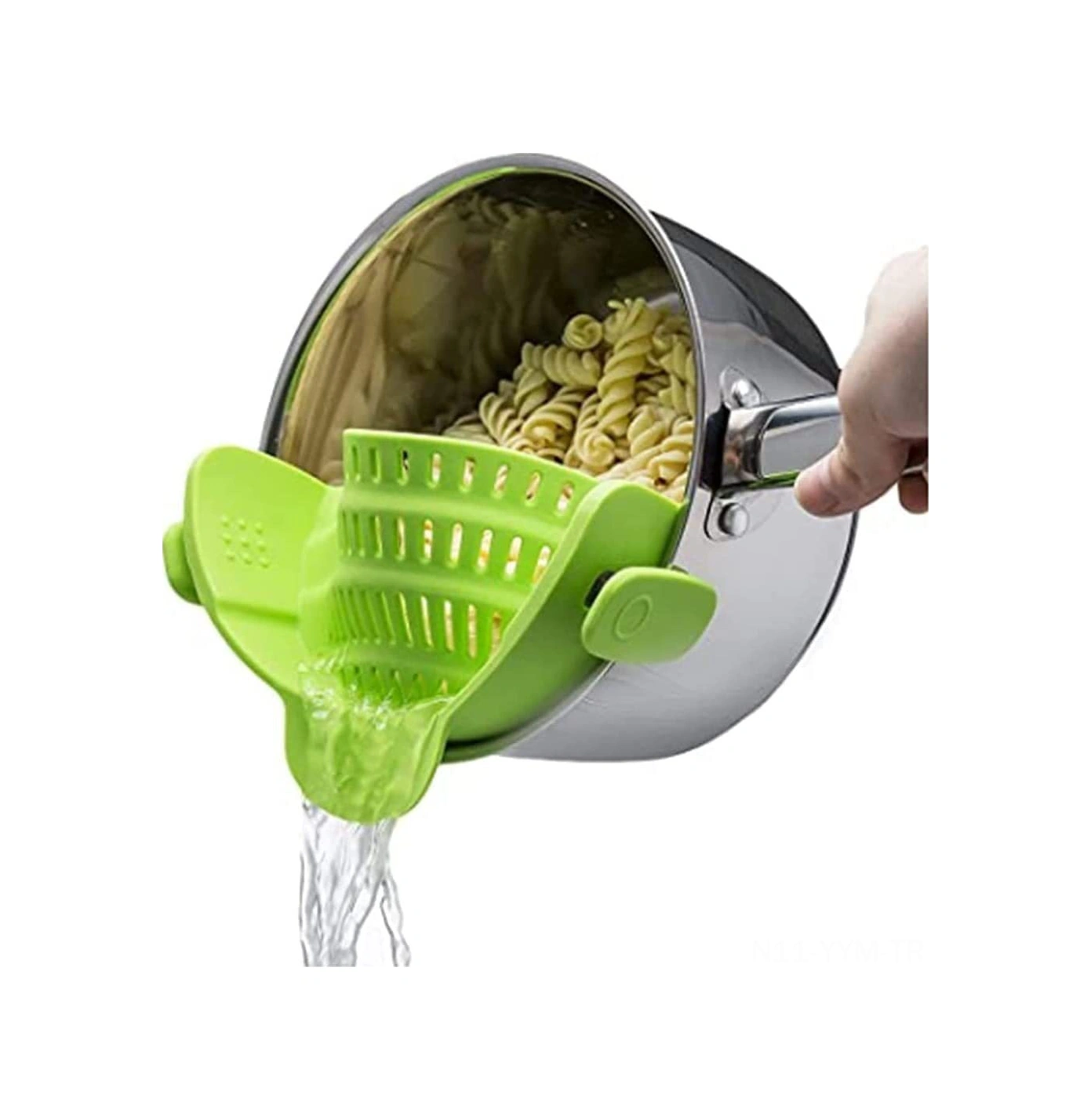 Geeksen Ev Kullanıma Silikon Süzgeç Tencere Kenarı Sıvı Engelleyici - Yeşil Makarna Sebze Süzme Ve Dökülmeyi Önleme Aracı