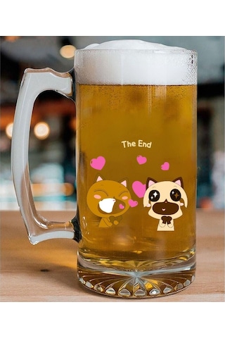 The End Tasarımlı Bira Bardağı Renkli