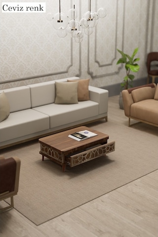 Rosa Desenli Akıllı Sehpa Çekmeceli, Sihirli Sehpa