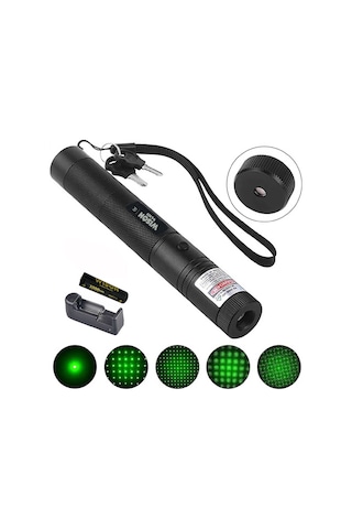 Wison Ws-503 100mw Desen Başlıklı Şarjlı Yeşil Lazer Pointer Siyah