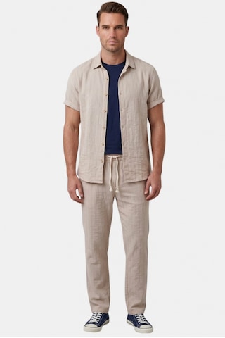Deep Sea Deepsea Bej Çizgi Dokulu Rahat Kesim Yazlık Spor Pantolon Hafif Kumaş Modern Tasarım 2600263