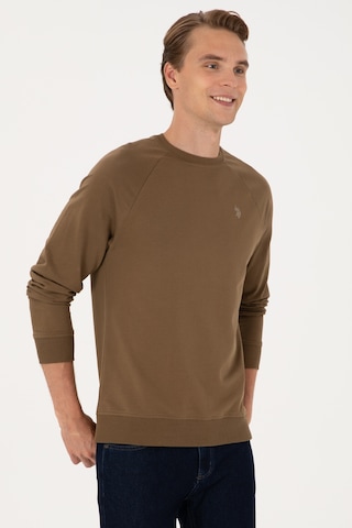 U.S. Polo Assn. Erkek Regular Fit Bisiklet Yaka Haki İnce Basic Sweatshirt 50313752-VR027