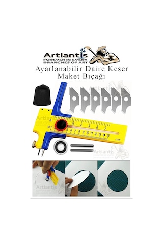 Daire Keser Maket Bıçağı Ayarlanabilir 11 Parça 1 Paket Yüksek Kaliteli Pvc Hassas Daire Kesici Kesme Pusula 15cm