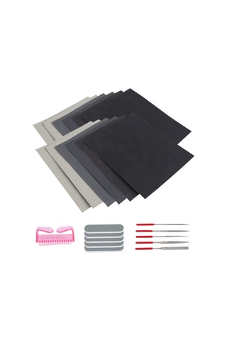 23 Parça, 12 Zımpara Kağıdı, 5 Parlatma Bloğu, 5 Şekil Törpüsü, 1 Fırça