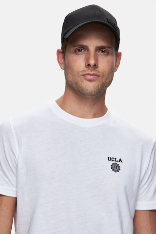 Ucla Bass Beyaz Bisiklet Yaka Baskılı Standard Fit Erkek Tshirt Beyaz