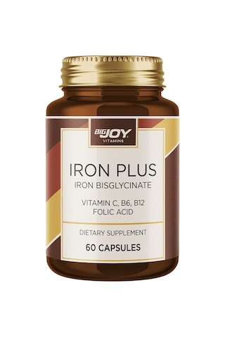 Iron Plus Demir Takviyesi Demir Bisglisinat,c Vitamini,folik Asit İçeren 60 Kapsül