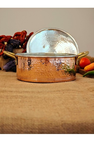 Modabakır Pilav Tenceresi Bakır 20 Cm 2500 Ml Model:55 Metalik