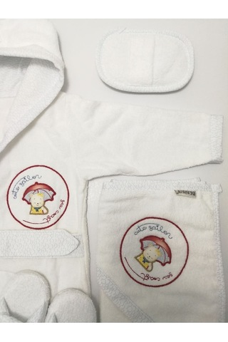 30020 Kırmızı Şemsiyeli Bornoz Seti