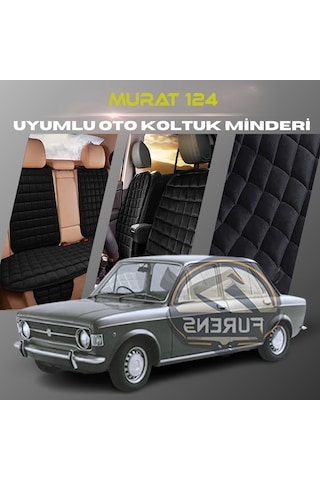 Murat 124 Siyah Renk Tay Tüyüü Cepli & Terletmez Sırtlı Oto Koltuk Minder Seti - Koltuk Koruma Kılıfı Ön & Arka Tam Set