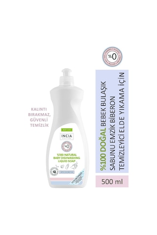 INCIA %100 Doğal Bebek Bulaşık Sabunu Bitkisel Emzik Biberon Temizleyici Vegan 500 ml