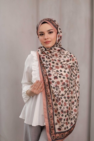 Mimiyum Alya Desen Soft Şal Somon