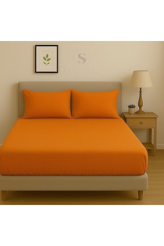 Shules Collection Turuncu Çift Kişilik Çarşaf+yastık Seti %100 Pamuk Turuncu