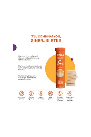 Vitago Vitamin C Vitamin D Çinko 20 Tablet