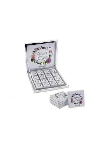 Mutluadim 48 Adet Ortanca Çiçekli Söz Nişan Çikolatası Isme Özel