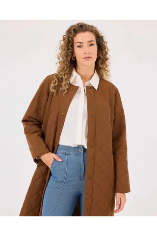 Scl Kadın Çıt Çıt Düğmeli Kapitone Anorak Kaban 10002421411003 Taba