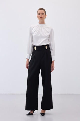 Sateen Bel Aksesuarlı Pantolon - Siyah-136488 Siyah