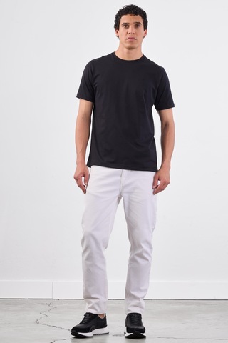 Dufy Siyah Bisiklet Yaka Pamuklu Düz Renk Slim Fit Erkek T-shirt Siyah