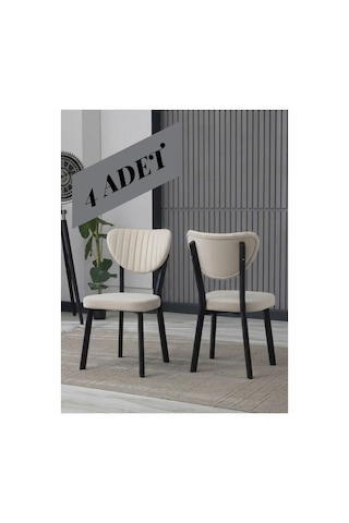 Elma Sandalye 4 Adet Krem Krem Elma Sandalye 4 Adet Krem Krem