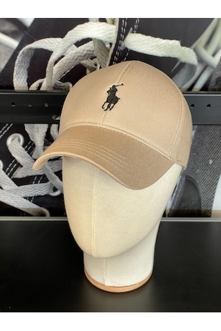 Hamze Polo Nakışlı Gabardin Kumaş Unisex Cap Şapka Bej