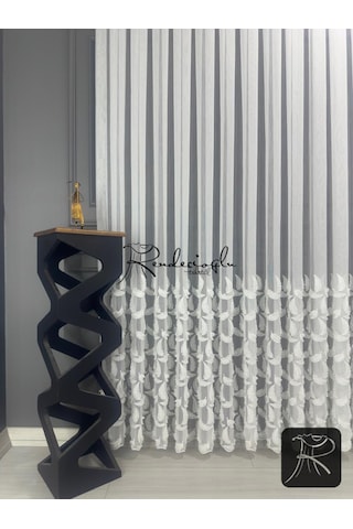 Tül Perde Brillant Marka Püsküllü Etek Geniş İşleme Bakpüs Desen Püskül2