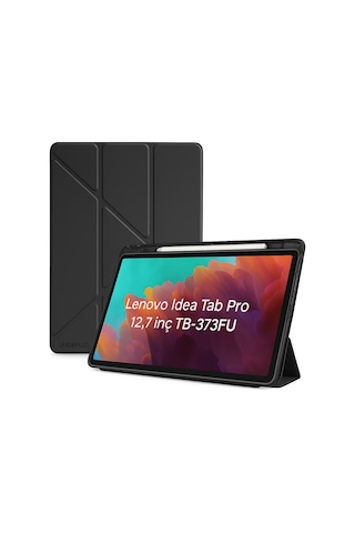 Lenovo Idea Tab Pro 12.7inç Tb-373fu Kılıf Kalem Bölmeli Trifolding Case Kılıf