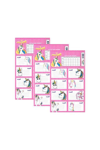Okul Etiketi Kız Unicorn 8 li 3 Yaprak Ders Programlı 1 Paket