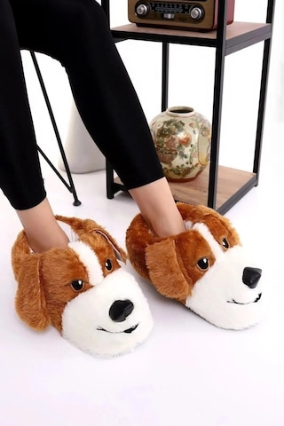 Çiçek 160-26 Termal Köpek Figürlü Panduf 36-40 Kahverengi