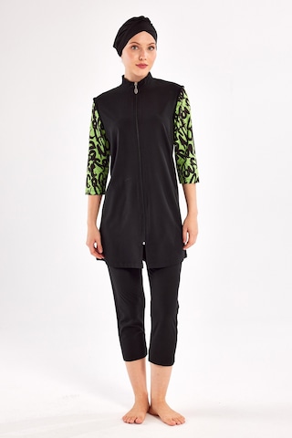 Uv Korumalı Spor Likra Truvakar Kol Yarı Kapalı Tesettür Mayo 1602 Siyah15 Siyah15