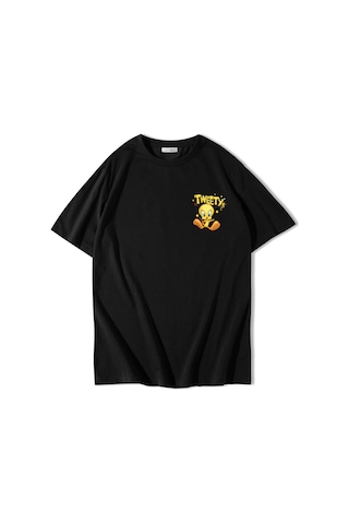 Brz Collectıon Brz Collection Unisex Oversize Tweety T-shirt Siyah