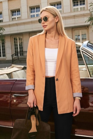 Armonika Kadın Camel Kol İçi Çizgili Tek Düğmeli Ceket Arm-26y001106