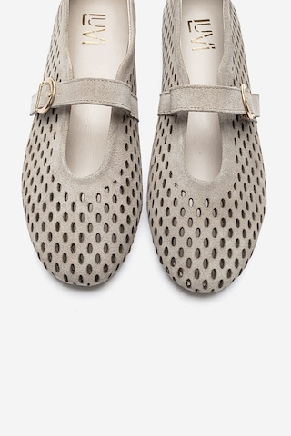 Luvishoes Luvi Shoes Arian Bej Süet Hakiki Der Delikli Kadın Babet Ayakkabı Bej Süet