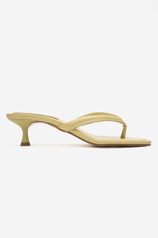 Luvi Shoes Norell Sarı Cilt Parmak Arası Kadın Topuklu Terlik