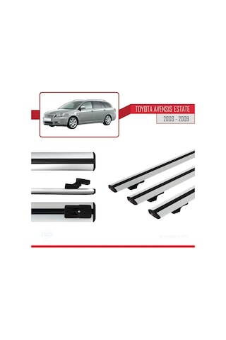 Toyota Avensis Sw 2003-2009 Arası İle Uyumlu Basic Model Ara Atkı Tavan Barı Gri 3 Adet