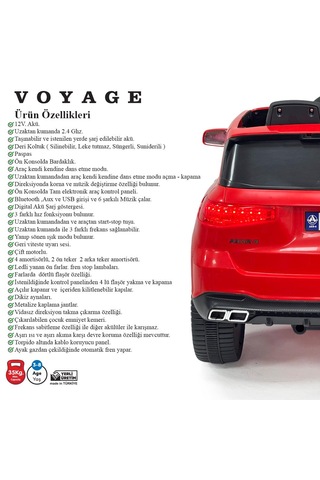 Akülü Kumandalı Araba Kırmızı Voyage Gt 4x2 Deri Koltuklu