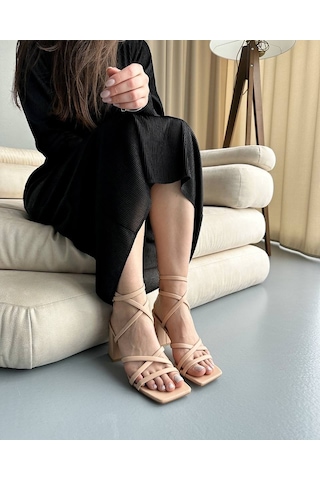 Moopimoda Kadın 7cn Topuklu Sandalet - Ten Renk
