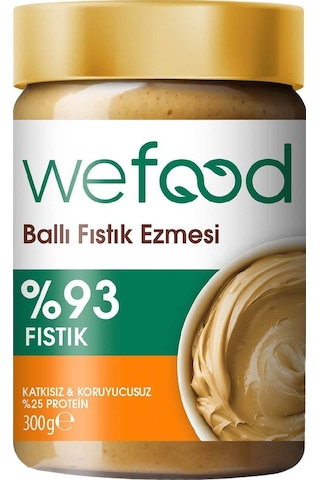 Wefood Şekersiz Ham Ballı Fıstık Ezmesi 300 gr (Fıstık Parçacıklı).
