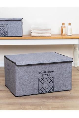 Keçe Kapaklı Mega Plus Baza Hurcu, Çok Amaçlı Düzenleyici Organizer Kutu Mega Boy 57x41x31cm Gri