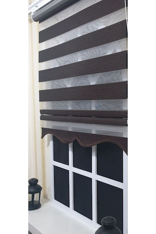 Zebra Stor Perde Kahvereng Efekli Etek Dilimli St 001